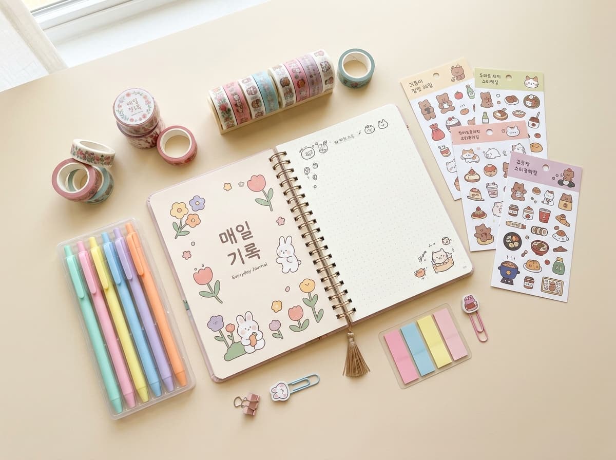 Papelería aesthetic, libretas bonitas, plumas de gel y stickers